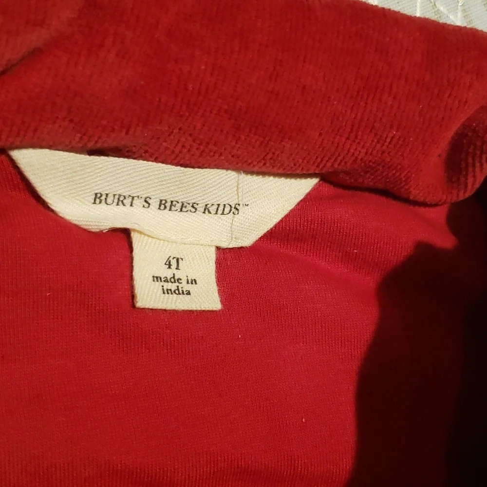 Burt’s Bees Kids Organic Cotton WARM Vest RED Toddler 4T EUC